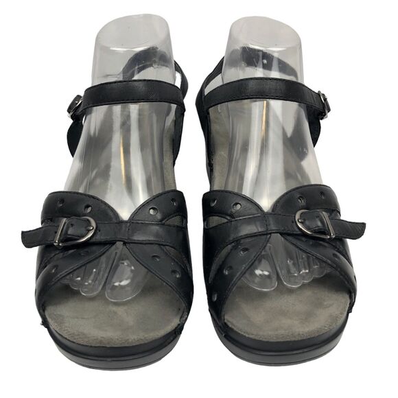 Dansko Sissy Sandals Sz 41 10.5 - 11 Leather Strappy Heel Buckle Platform Shoes - Picture 2 of 11